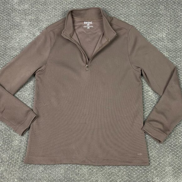 Rhone Commuter 1/4 Zip Pullover Men's Medium Brown Performance Quarter Sweater - Picture 3 of 13